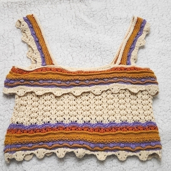 Boho Crochet Crop Top Y2k Blokecore Sexy Flirty Artsy Coquette feminine Beach - Picture 6 of 10